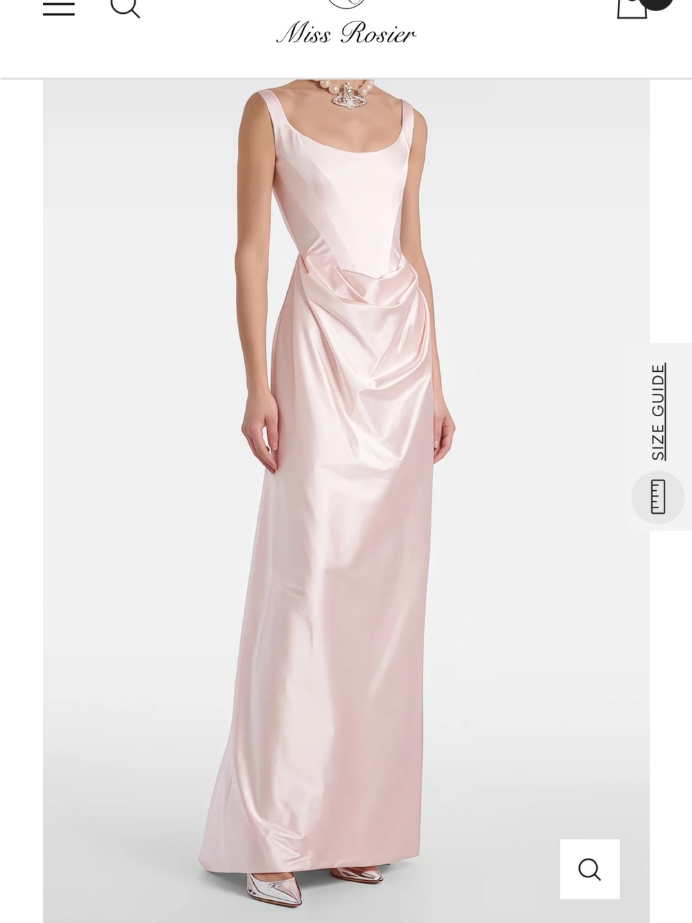 Miss Rosier Pale Pink Satin Draped Maxi Dress